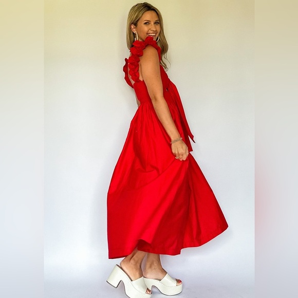 Petal & pup reversible bow tie ruffle strap maxi dress nwot - Picture 8 of 9